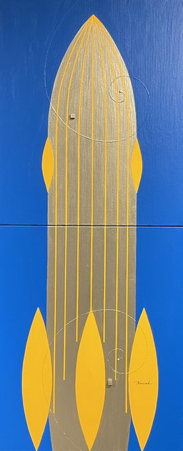 ROCKETEER 2   380mm×910mm(380mm×455mm each)  F8×2  2026 acrylic on canvas, wood