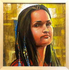 "Turquoise dreadlocks stones" Canvas, acrylic, 40X40cm. 20.10.1925