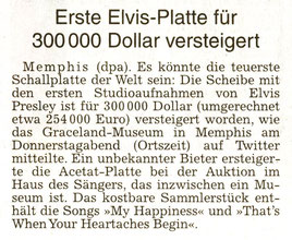 Memphis: Elvis-Platte 300.000 Dollar