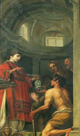 Gênes - Duomo San Lorenzo - St Laurent donne ses richesses aux pauvres - Andrea Ansaldo - 1584/1638