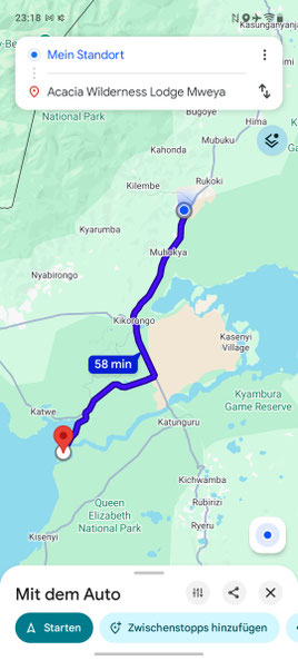 Fahrt von Kasese zum Acacia Wilderness (Queen Elizabeth National Park)