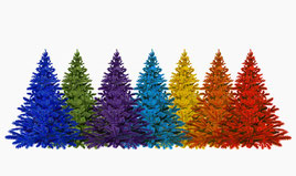 coloured Christmas trees