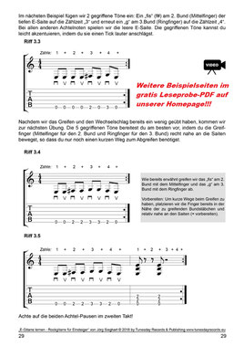 Noten und Tabulatur-Beispiele aus dem Buch "E-Gitarre lernen Rockgitarre für Einsteiger"