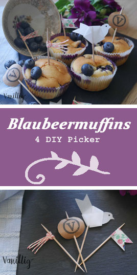 blaubeeren, muffins, blaubeerenmuffins, diy picker, diy dekoration für torte