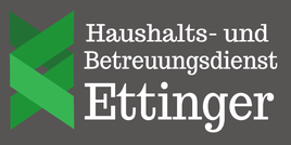 Ein gruenes Logo von Haushalts- und Betreuungsdienst Ettinger wird dargesellt