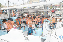 2回行われ、約120人が楽しんだヨット体験セーリング=20日午後、石垣港離島桟橋ターミナル