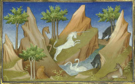 Une licorne dans le Livre des Merveilles de Marco Polo.