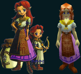 Cremia(l) and Romani(r) from Majora's Mask, original concept art as well as ingame model ©Nintendo