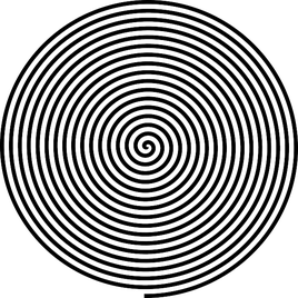 Schwarz-weiße Trancespirale, die den Blick in die Mitte lenkt – ein klassisches Symbol für Selbsthypnose und vertiefte Konzentration.