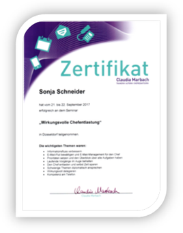 Teilnahme-Zertifikat von Claudia Marbach