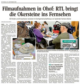 RTL berichtet über Okersteine. Artikel von Gesa Walkhoff