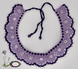 collier au crochet avec perles Heloïse mélange de cotons violets