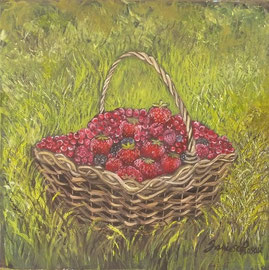 Basket of wild berries, oil on canvas, cm 40x40, 2013