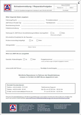 Abbildung des Formulars "Schadenmeldung"