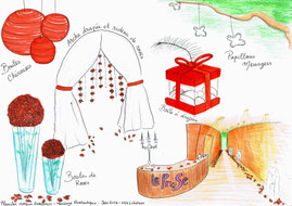 croquis mariage rouge et blanc