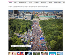 CSC Christopher Street Day Berlin - Blick auf Menschenmenge zwischen Siegessäule und Brandenburger Tor. Screeshot CSD Berlin Homepage, Helga Karl