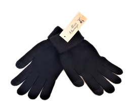 Handschuh mit Umschlag, uni schwarz, Touchscreen-fähig