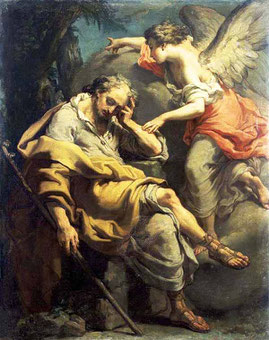 Der heilige Josef schläft, ein Engel verkündet die Ankunft des Messias