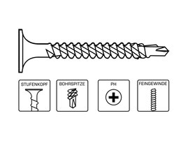 Magazinschraube Senco "Q" für Gipskarton auf Metallkonstruktionen bis 3 mm Stärke