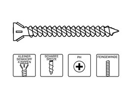 Magazinschraube Senco "J" für Gipskarton auf Metallkonstruktionen bis 1 mm Stärke