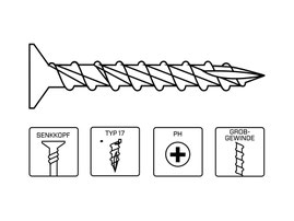 Magazinschraube Senco "Q" für Gipskarton auf Metallkonstruktionen bis 3 mm Stärke