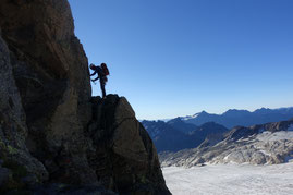 Vadrett da Tremoggia, Bivacco Colombo, Cima Sondrio, Val Fex, Fextal, Südwand, Mittelrippe der Südwand, Südwandrippe, zweite Seillänge