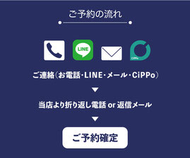 予約方法はエキテン・Google以外にお電話・LINE・メール・CiPPo神戸