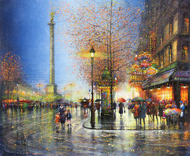夜のパリ、バスティーユ - Official Website Artist painter 【Guy