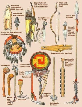 Waffen und Werkzeuge der Apache Indianer