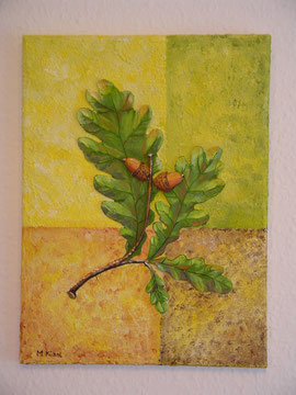 Eichenblatt 30x40 3D-Acryl/Sand-Mischtechnik auf Leinwand