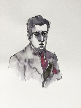 Fausto, A5, Tusche und Acryl auf Aquarellpapier