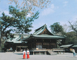 車で5分程度に位置する三嶋大社