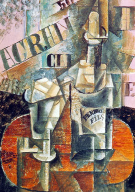 Picasso, Bouteille de Pernod et verre, 1912