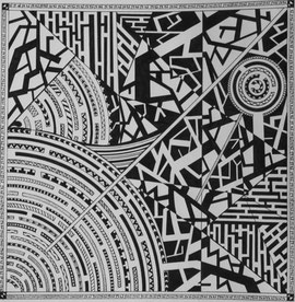 Labyrinthe n°3, encre sur feuille, 30x30cm (50€)