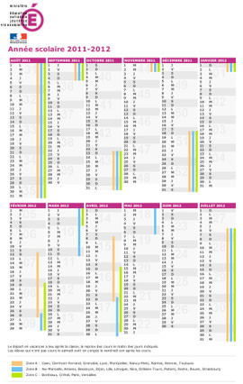 Calendrier des vacances scolaires 2011_2012
