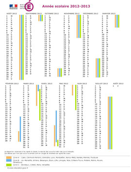 Calendrier des vacances scolaires 2012_2013