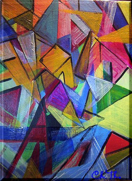 Ecken, Kanten, Dreiecke, bunt, Christel Thoenes, Acryl