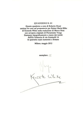 colophon numerato e firmato dall'autore e dall'artista