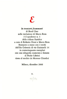 colophon stampato a due colori numerato