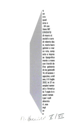 colophon tipografico con collage, numerato e firmato