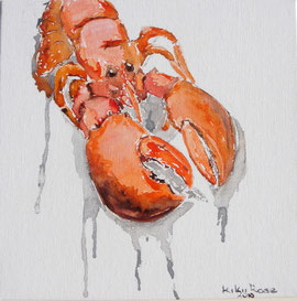 Lobster 1: Aquarell auf Malpappe, 30 x 30 cm