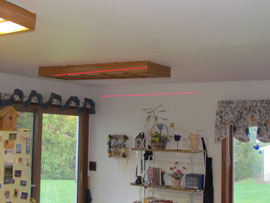 The laser line is level, the ceiling is sagging several inches