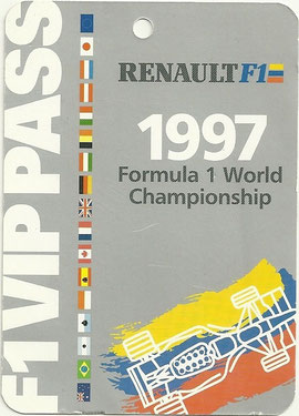 F1 VIP PASS 1997