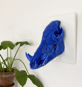 Boar skull blue