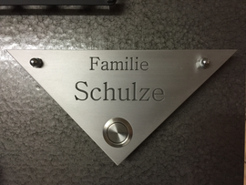 Klingelschild Aluminium 170 x 85mm mit gesandstrahlter Gravur 