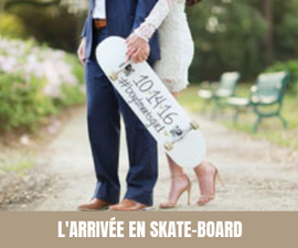 A chaque semaine, son moyen de transport original pour les mariés ! Skate-board