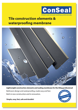 Tile construction elements & waterproofing membrane