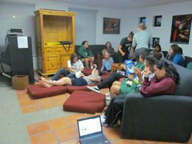 The girl's hanging with the Mexican players at their dorms.
