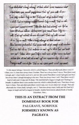 Extrait du document fiscal anglais appelé "Domesday book" concernant le domaine de Palgrave, possession de l'Abbaye de Saint-Riquier en Angleterre au XIIIe siècle