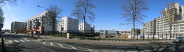 Blick auf die ersten Wohnblocks des enstehenden Europagarten aus der Idsteiner Str.